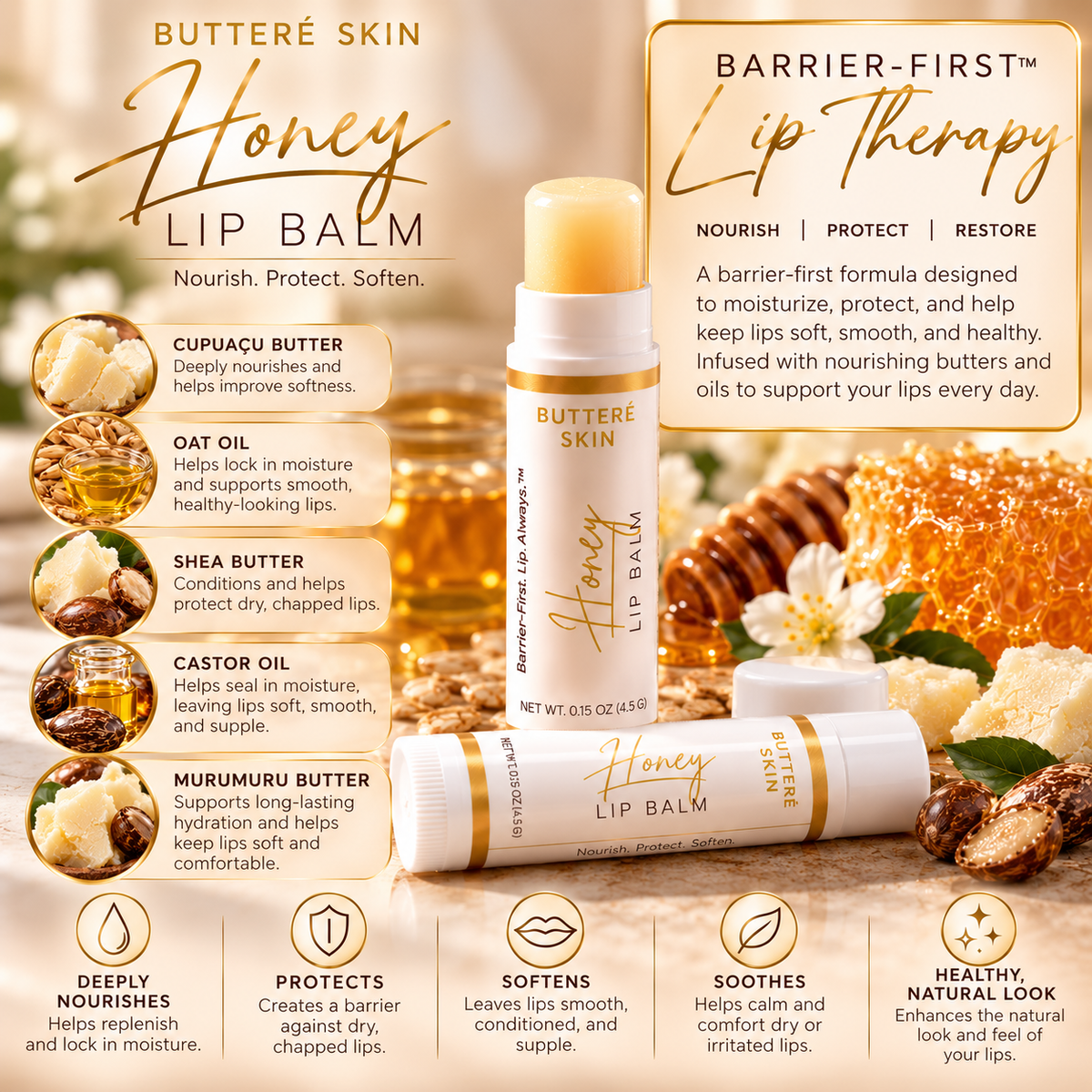 Honey Lip Balm | Barrier-First™ Lip Therapy