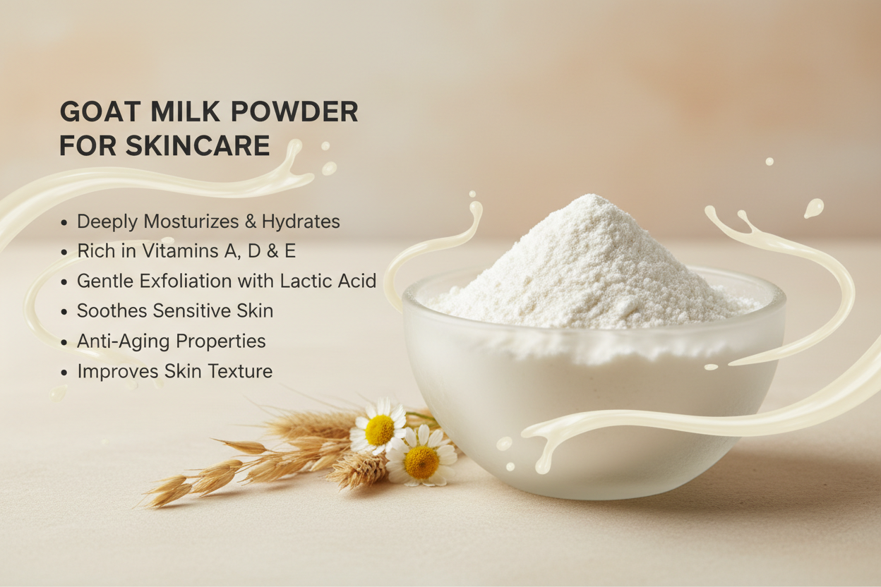 Goat Milk Powder and its skin benefits listed