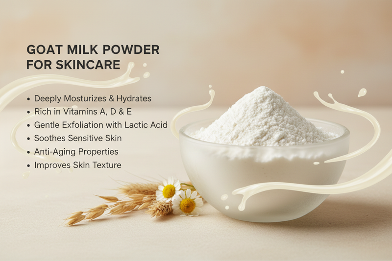 Goat Milk Powder and its skin benefits listed